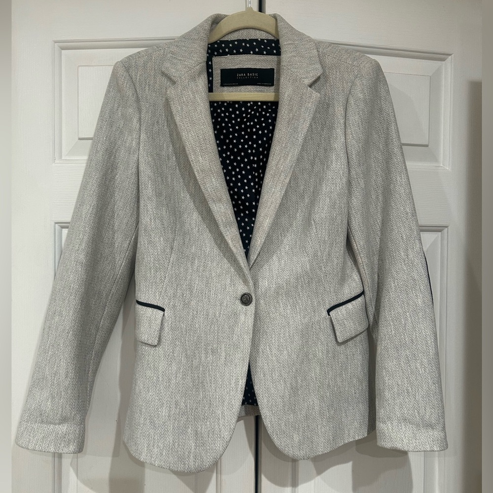 Zara Gray herringbone Blazer